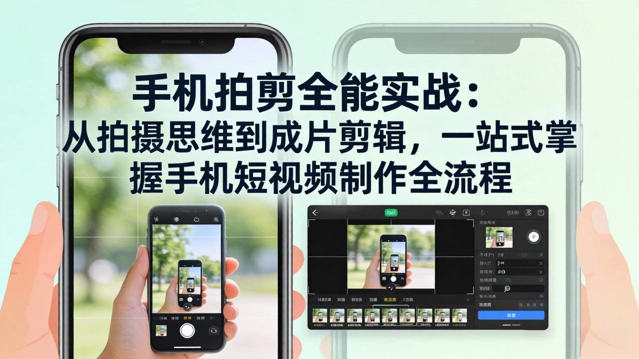 手机拍剪全能实战：从拍摄思维到成片剪辑，一站式掌握手机短视频制作全流程-百盟网