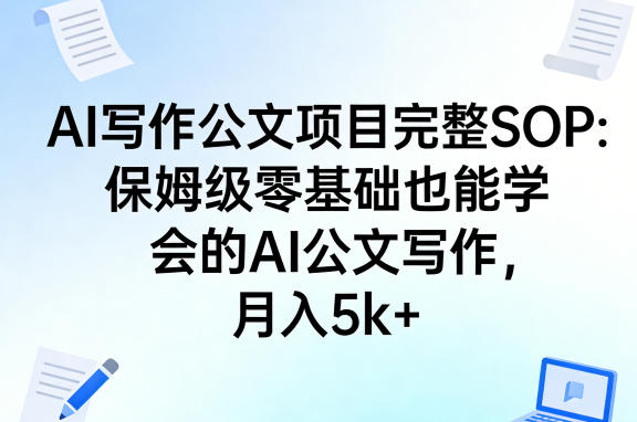 AI写作公文项目完整SOP，保姆级零基础也能学会的AI公文写作，月入5k+-百盟网