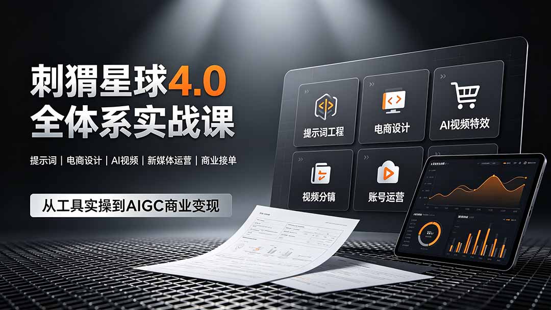 刺猬星球4.0全体系实战课,覆盖提示词工程、电商设计、AI视频特效与新媒体运营,一站式掌握AIGC商业核心技能-百盟网