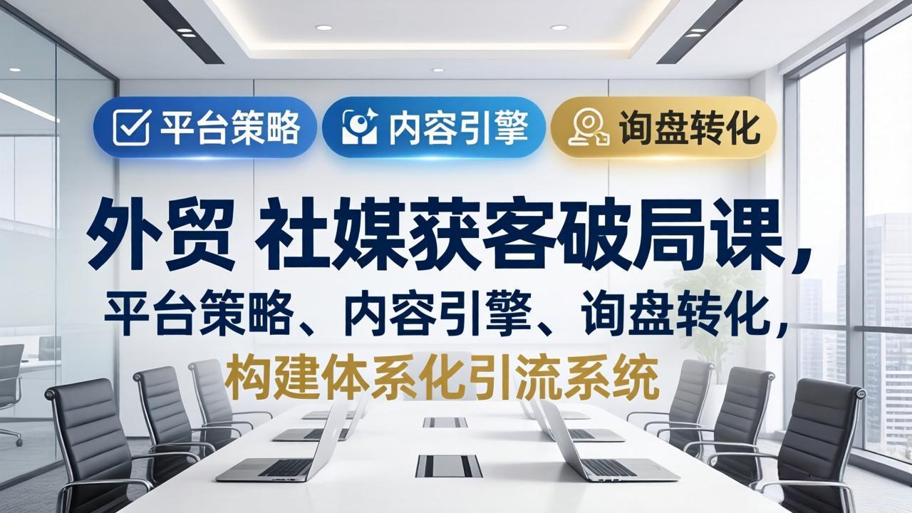 外贸 社媒获客破局课，平台策略、内容引擎、询盘转化，构建体系化引流系统(更新26年3月-百盟网