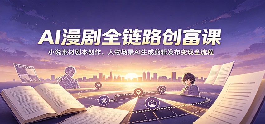 AI漫剧全链路创富课:小说素材剧本创作,人物场景AI生成剪辑发布变现全流程-百盟网