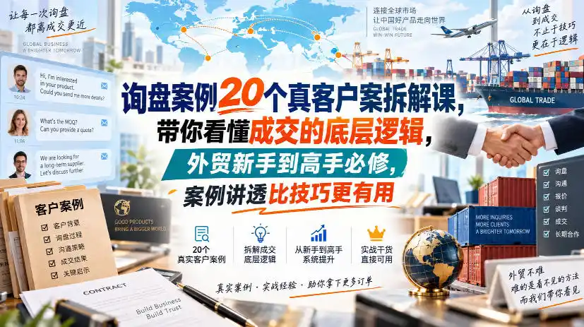 询盘案例20个真客户案拆解课，带你看懂成交的底层逻辑，外贸新手到高手必修，案例讲透比技巧更有用-百盟网