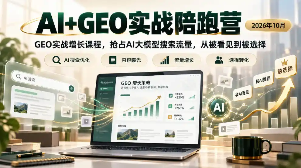 AI+GEO实战陪跑营2026年10月，GEO实战增长课程，抢占AI大模型搜索流量，从被看见到被选择-百盟网