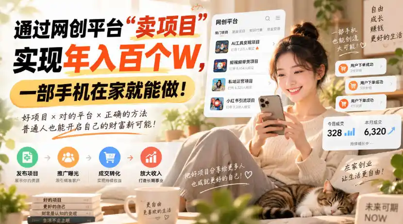 靠卖网创项目变现,一年拿下百万收益!一台手机就能操作!-百盟网