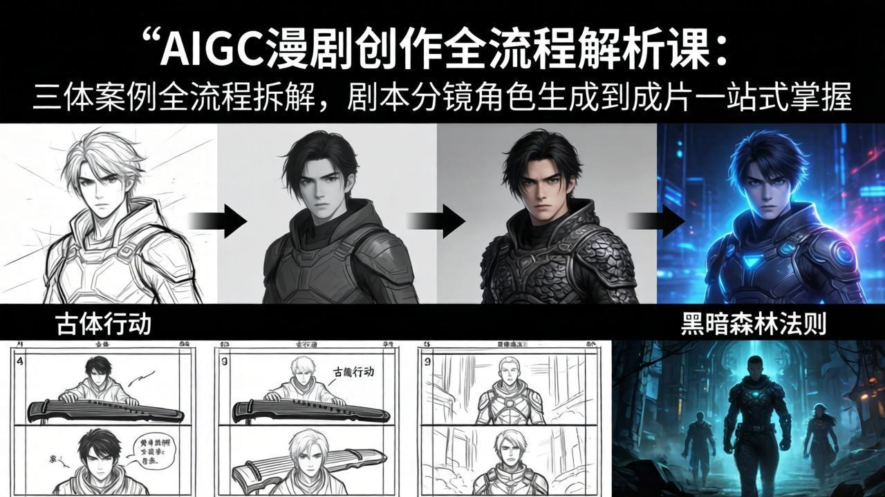 AIGC漫剧创作全流程解析课:三体案例全流程拆解,剧本分镜角色生成到成片一站式掌握-百盟网