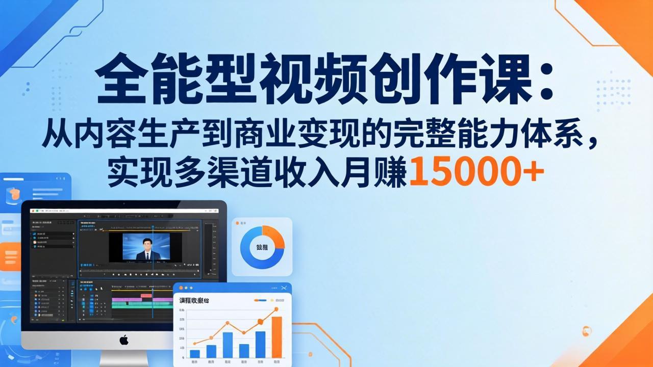 全能型视频创作课-26年3月更新:从内容生产到商业变现的完整能力体系,多渠道收入月赚15000+-百盟网