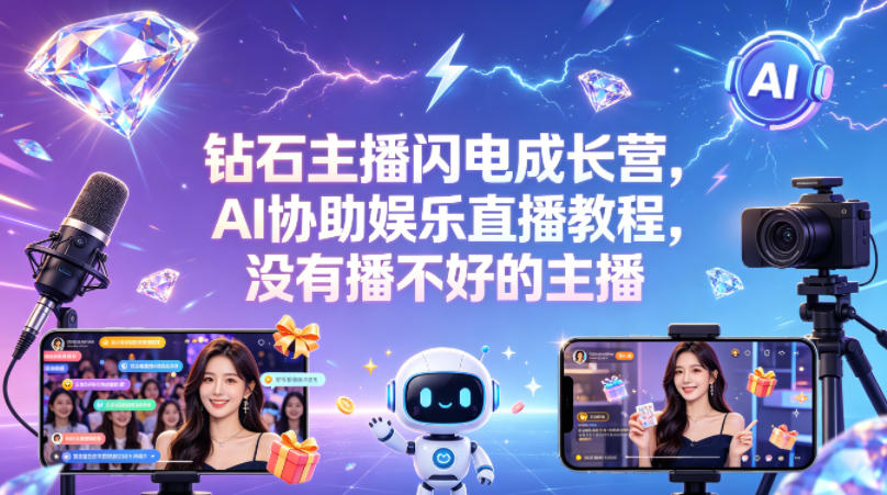 钻石主播闪电成长营，Al协助娱乐直播教程，没有播不好的主播-百盟网