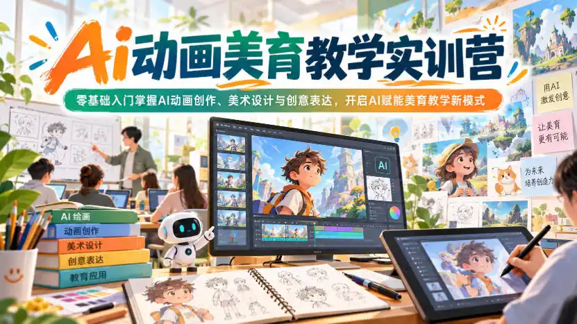 Ai动画美育教学实训营，零基础入门掌握AI动画创作、美术设计与创意表达，开启AI赋能美育教学新模式-百盟网