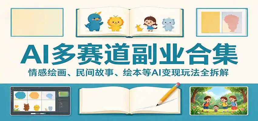 AI多赛道副业合集：情感绘画、民间故事、绘本等AI变现玩法全拆解-百盟网