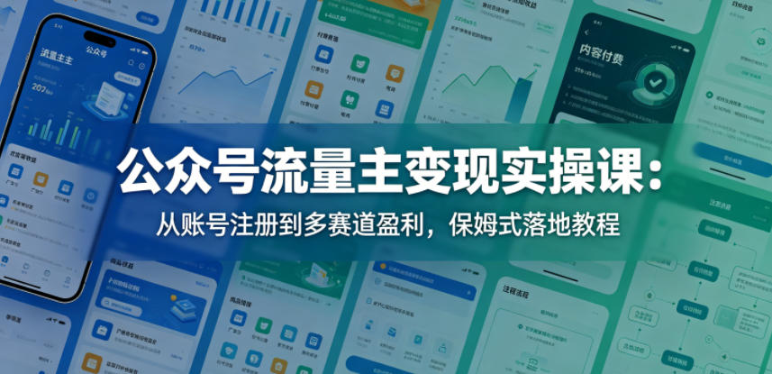 公众号流量主变现实操课:从账号注册到多赛道盈利,保姆式落地教程-百盟网