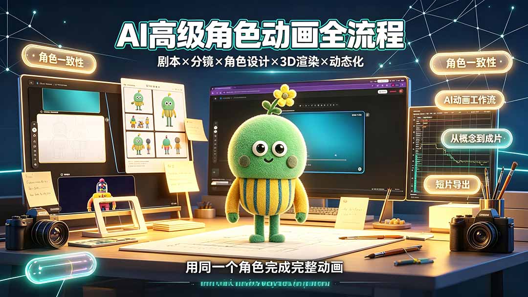 AI高级角色动画全流程：剧本×分镜×角色设计×3D渲染×动态化，从概念到成片一站式教学-百盟网
