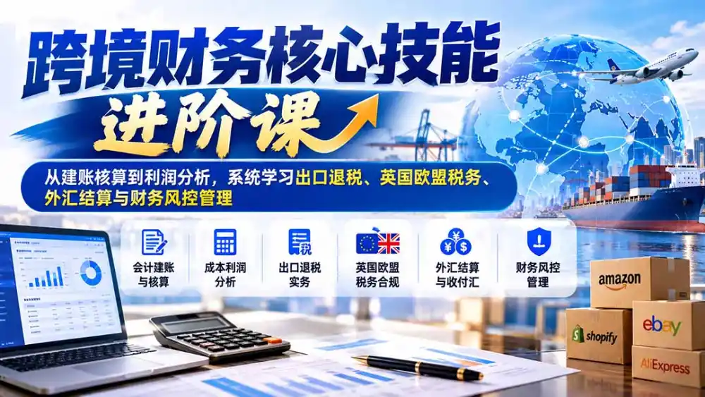 跨境财务核心技能进阶课:从建账核算到利润分析,系统学习出口退税、英国欧盟税务、外汇结算与财务风控管理-百盟网