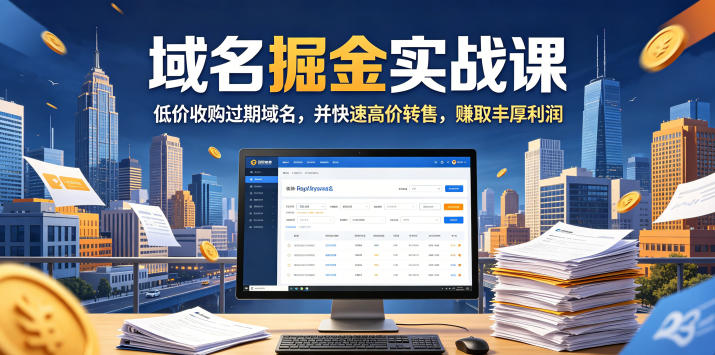 域名交易掘金实战课,低价收购过期域名,并快速高价转售,賺取丰厚利润【原创双语字幕】-百盟网