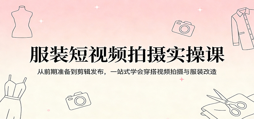 服装短视频拍摄实操课：从前期准备到剪辑发布，一站式学会穿搭视频拍摄与服装改造-百盟网