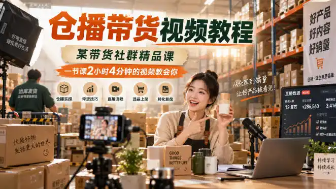 仓播带货视频教程,某带货社群精品课,一节课2小时4分钟的视频教会你-百盟网