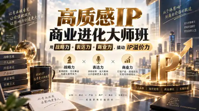 高质感IP商业进化大师班，用战略力+表达力+商业力，撬动IP溢价力-百盟网