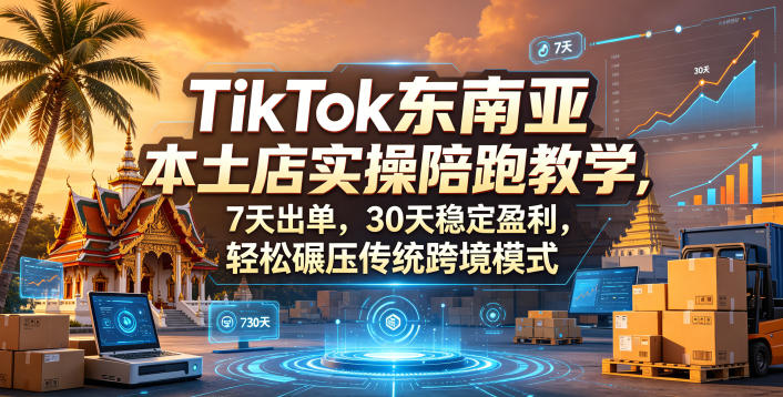 TikTok东南亚本土店实操陪跑教学，7天出单，30天稳定盈利，轻松碾压传统跨境模式-百盟网