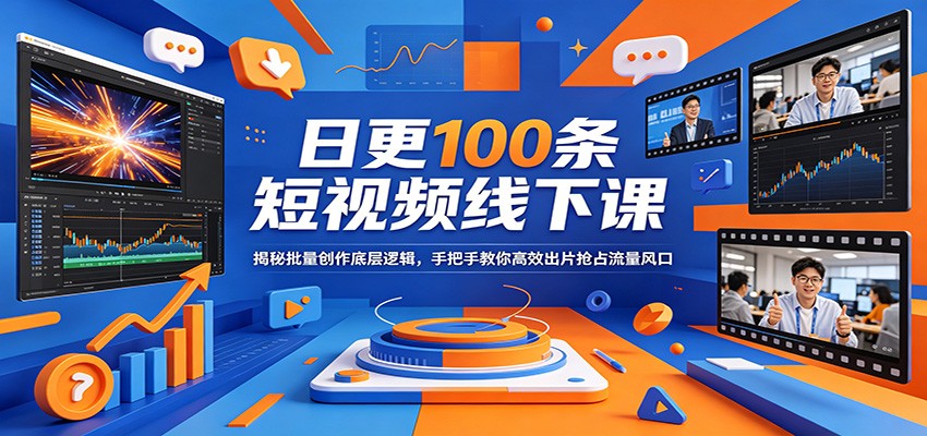 日更100条短视频线下课:揭秘批量创作底层逻辑,手把手教你高效出片抢占流量风口-百盟网