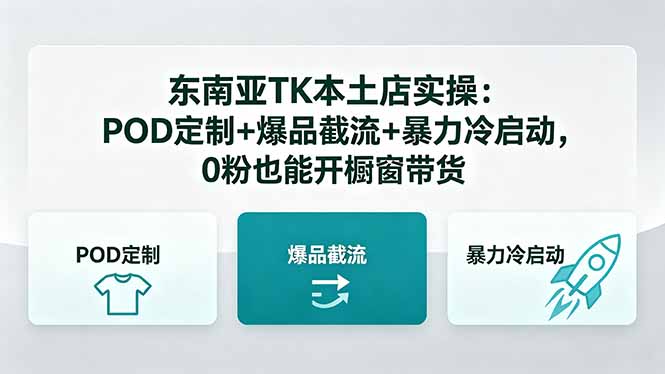 东南亚TK本土店实操-5月更新：POD定制+爆品截流+暴力冷启动，0粉也能开橱窗带货-百盟网
