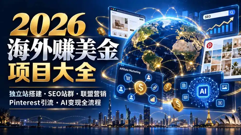 2026海外赚美金项目大全:独立站搭建、SEO站群、联盟营销、Pinterest引流与AI变现全流程-百盟网
