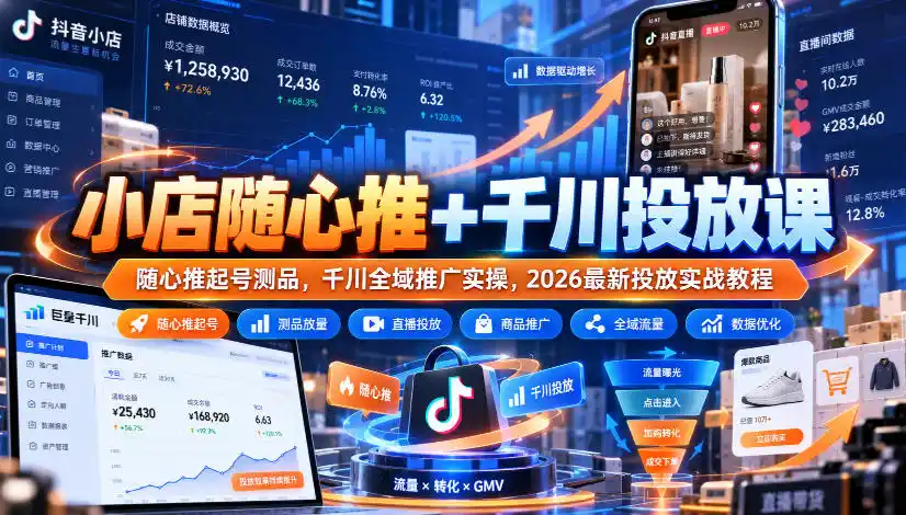 小店随心推+千川投放课|随心推起号测品,千川全域推广实操,2026最新投放实战教程-百盟网