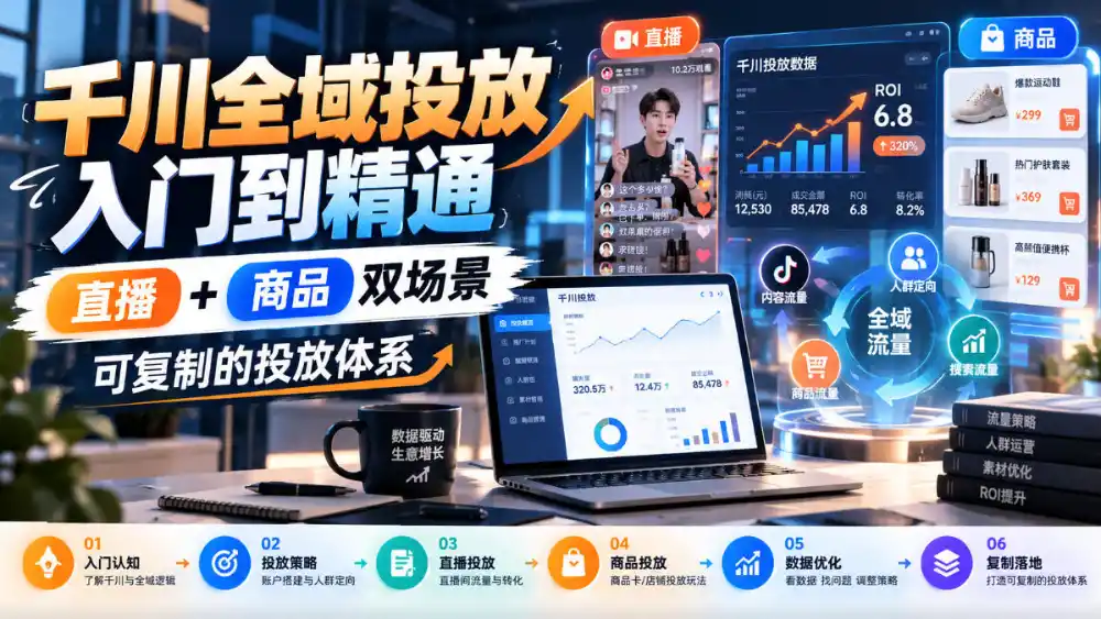 千川全域投放入门到精通,直播+商品双场景,可复制的投放体系-百盟网