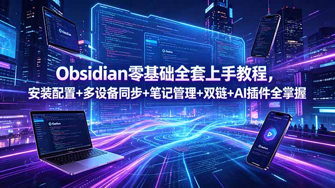 Obsidian零基础全套上手教程，安装配置+多设备同步+笔记管理+双链+AI插件全掌握-百盟网