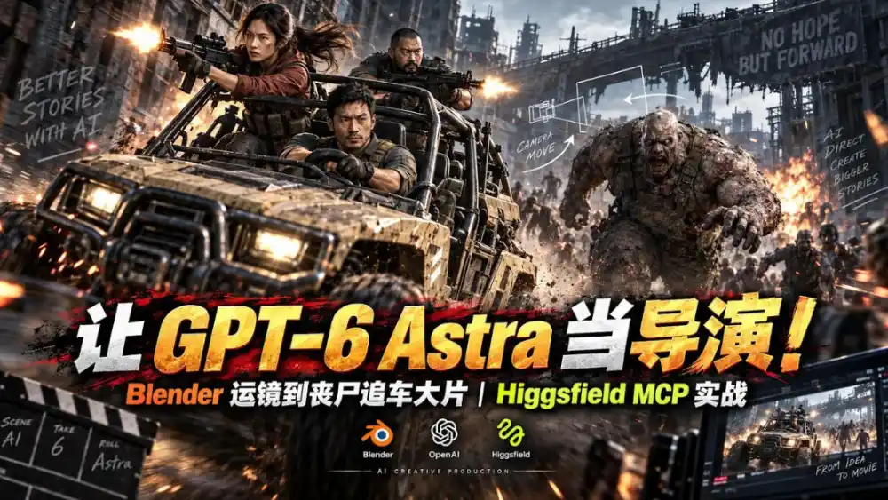 让GPT-6 Astra当导演！Blender运镜到丧尸追车大片｜Higgsfield MCP实战-百盟网