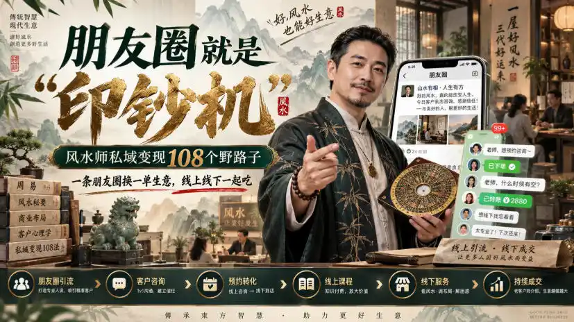 朋友圈就是“印钞机”,风水师私域变现108个野路子,一条朋友圈换一单生意,线上线下一起吃【文档】-百盟网