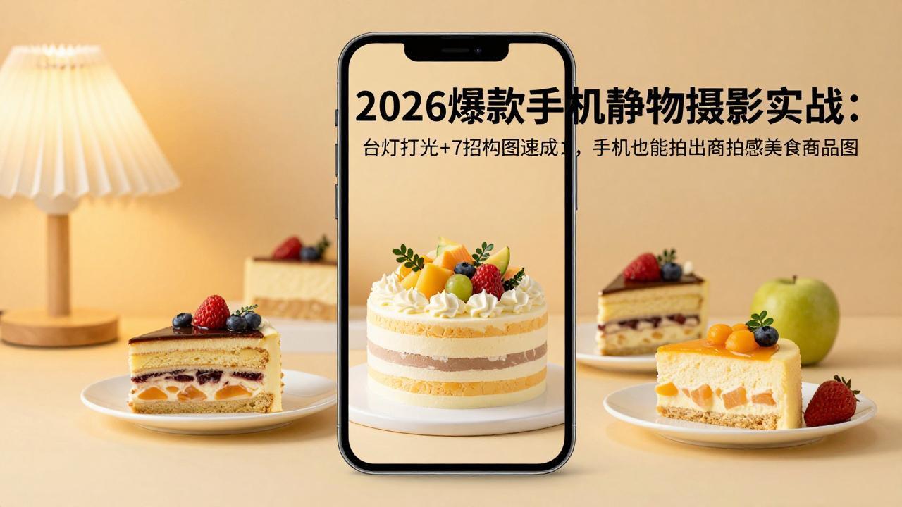 2026爆款手机静物摄影实战：台灯打光+7招构图速成，手机也能拍出商拍感美食商品图-百盟网