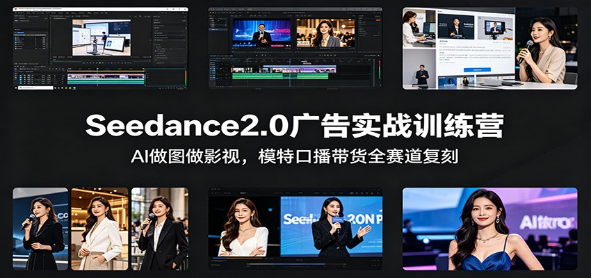 Seedance2.0广告实战训练营:AI做图做影视,模特口播带货全赛道复刻-百盟网