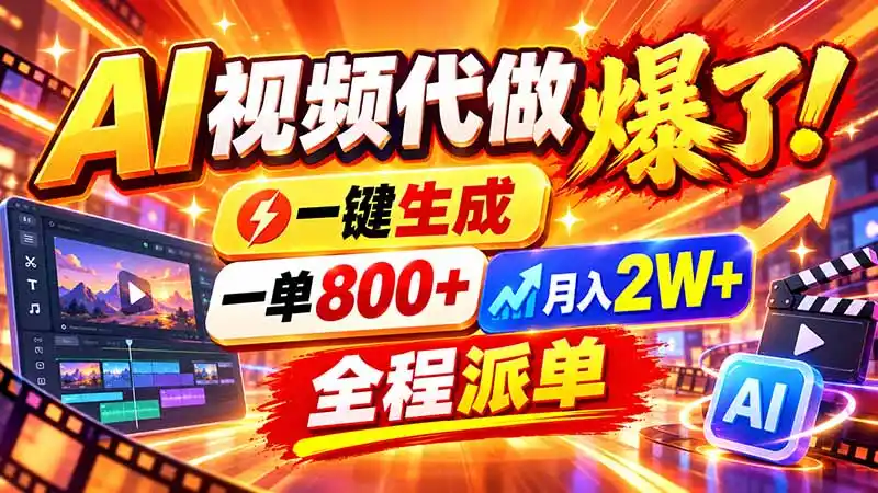 2026年底新赛道，AI视频代做一单800+，小白可做，告别打工-百盟网