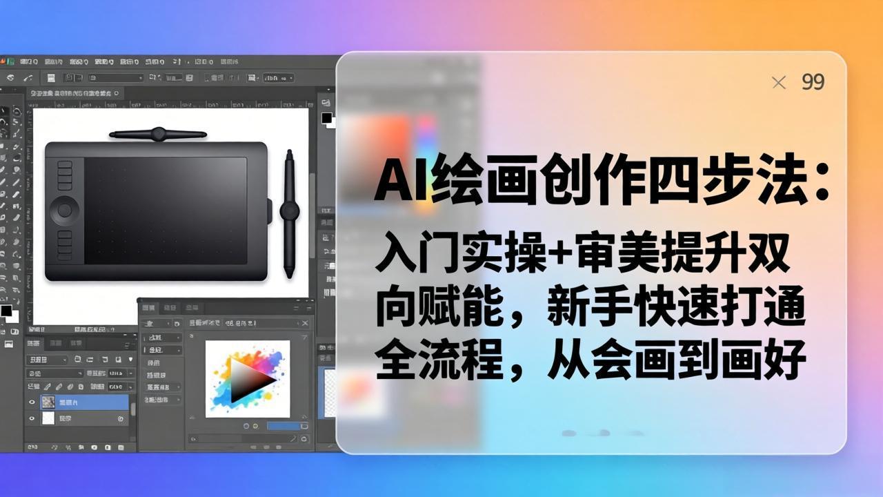 AI绘画创作四步法：入门实操+审美提升双向赋能，新手快速打通全流程，从会画到画好-百盟网