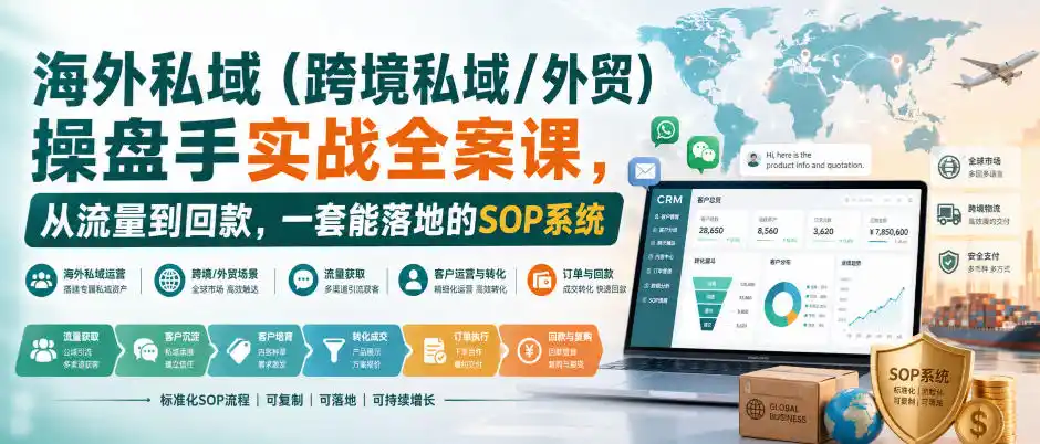 海外私域(跨境私域/外贸)操盘手实战全案课,从流量到回款,一套能落地的SOP系统-百盟网