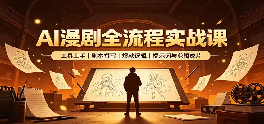 AI漫剧全流程实战课:工具上手、剧本撰写、爆款逻辑、提示词与剪辑成片-百盟网