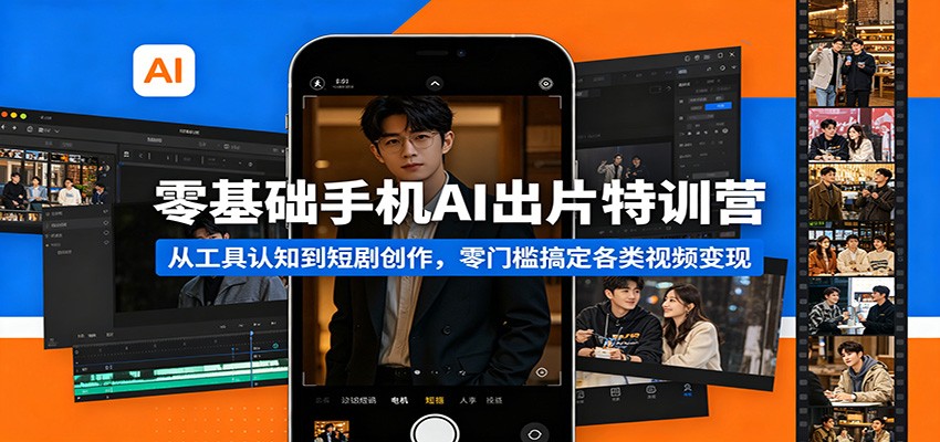 零基础手机AI出片特训营:从工具认知到短剧创作,零门槛搞定各类视频变现-百盟网