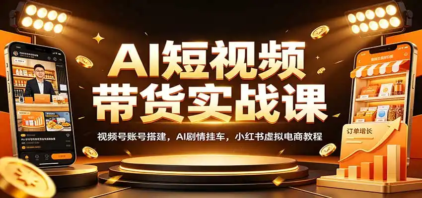 AI短视频带货实战课:视频号账号搭建,AI剧情挂车,小红书虚拟电商教程-百盟网
