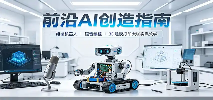 前沿AI创造指南：组装机器人、语音编程、3D建模打印大咖实操教学-百盟网