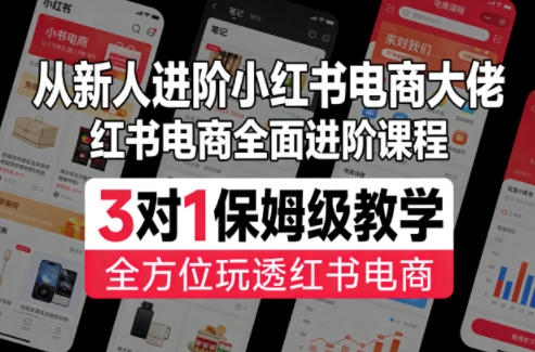 从新人进阶小红书电商大佬，红书电商全面进阶课程，3对1保姆级教学，全方位玩透红书电商-百盟网