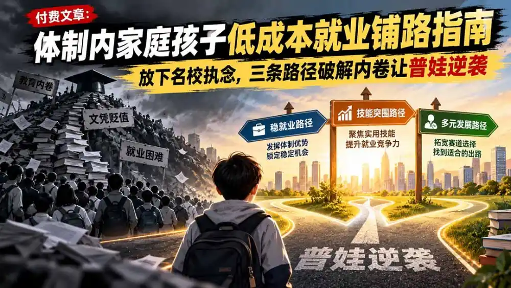 付费文章:体制内家庭孩子低成本就业铺路指南,放下名校执念,三条路径破解内卷让普娃逆袭-百盟网