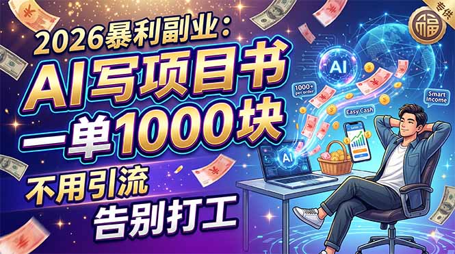 2026暴利副业：AI 写项目书，一单 1000 块，不用引流，告别打工-百盟网