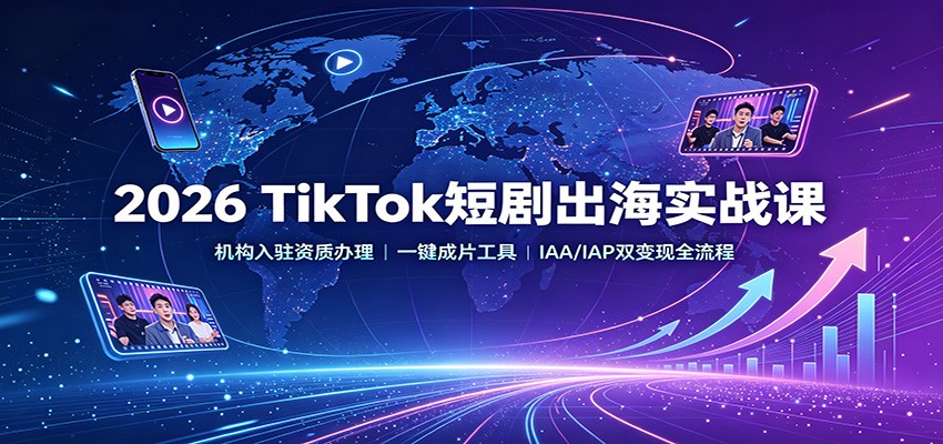 2026 TikTok短剧出海实战课:机构入驻资质办理,一键成片工具,IAA/IAP双变现全流程-百盟网