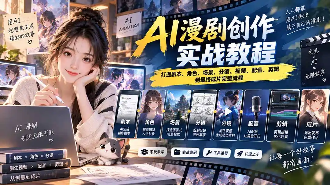2026 AI漫剧创作实战教程:打通剧本、角色、场景、分镜、视频、配音、剪辑到最终成片完整流程 2026 AI漫剧创作实战教程:打通剧本、角色、场景、分镜、视频、配音、剪辑到最终成片完整流程