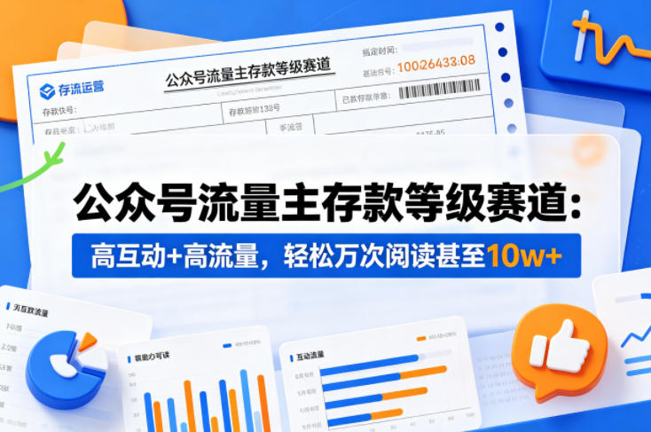 公众号流量主之存款等级赛道，高互动+高流量，轻松达到万次阅读，甚至10w+-百盟网