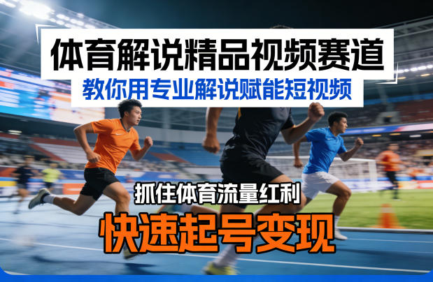 体育解说精品视频赛道，教你用专业解说赋能短视频，抓住体育流量红利，快速起号变现-百盟网
