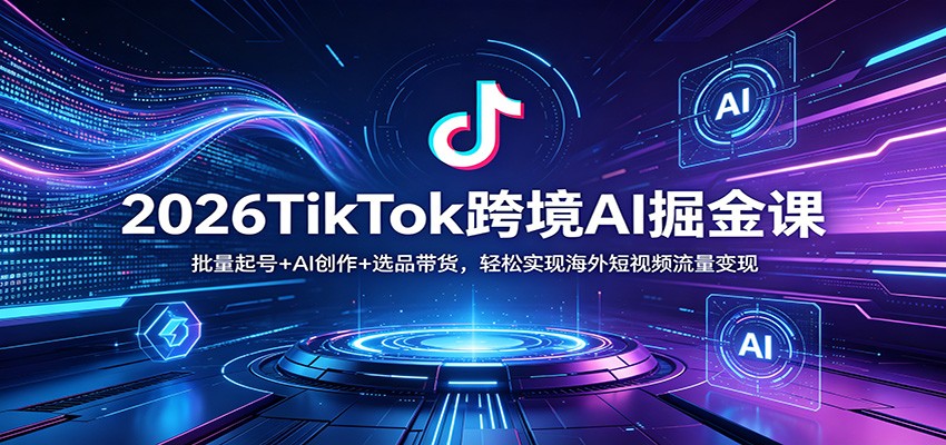 2026TikTok跨境AI掘金课:批量起号+AI创作+选品带货,轻松实现海外短视频流量变现-百盟网
