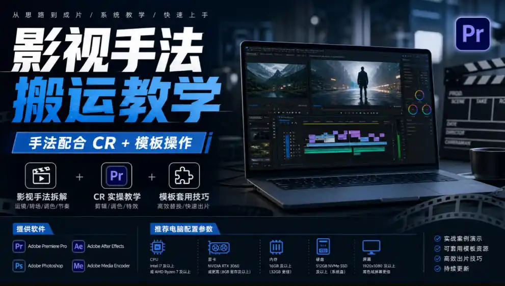 影视手法搬运教学,手法配合CR+模板操作,需要电脑,提供软件+配置参数 影视手法搬运教学,手法配合CR+模板操作,需要电脑,提供软件+配置参数