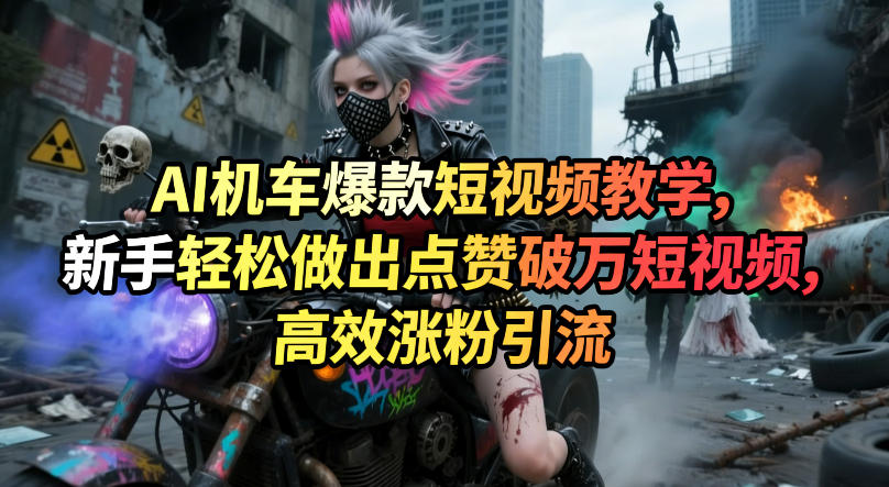 AI机车爆款短视频教学，新手轻松做出点赞破万短视频，高效涨粉引流-百盟网