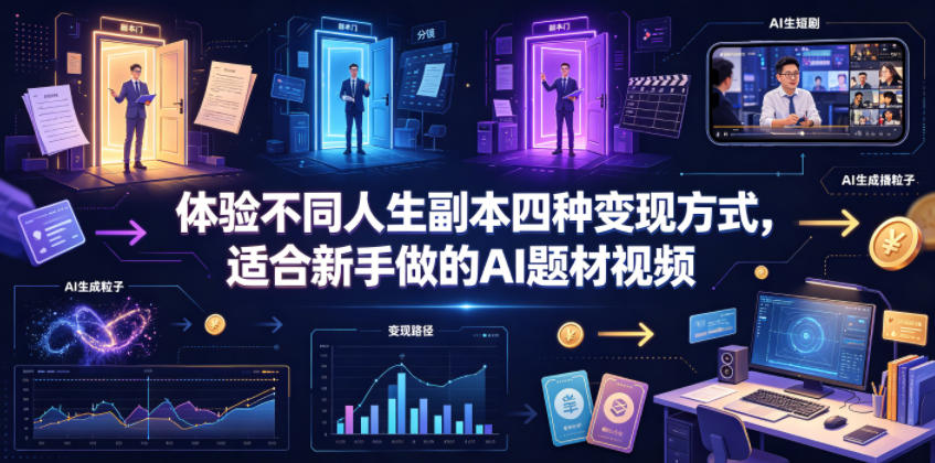 体验不同人生副本四种变现方式,适合新手做的AI题材视频-百盟网