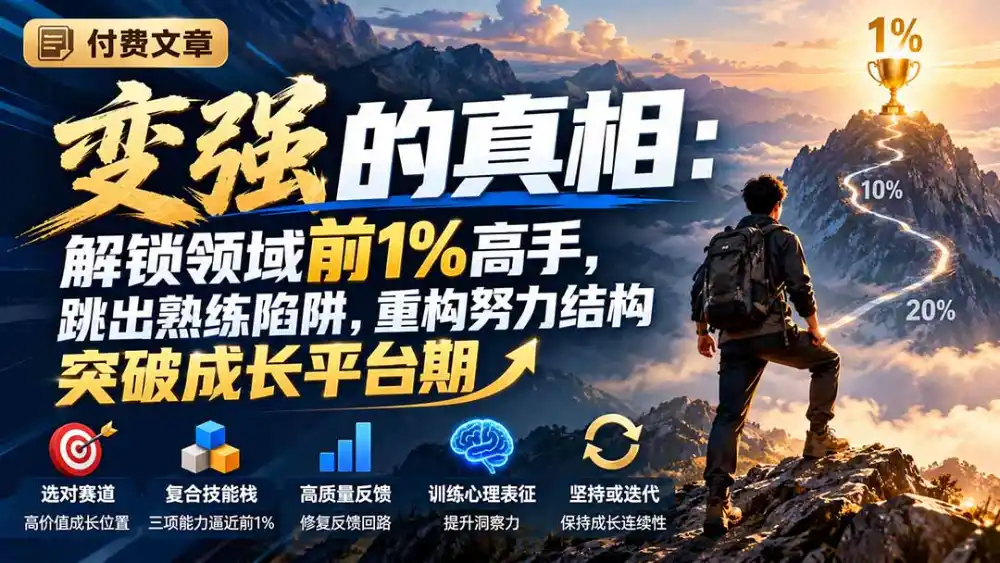 付费文章：变强的真相：解锁领域前1%高手，跳出熟练陷阱，重构努力结构突破成长平台期-百盟网
